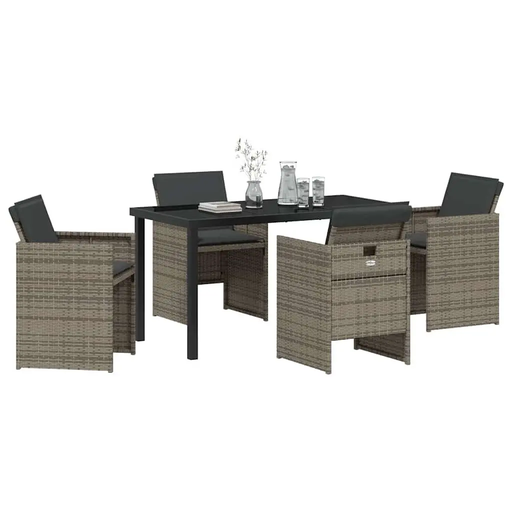 Grey 5-Piece Outdoor Dining Set with Cushions Included