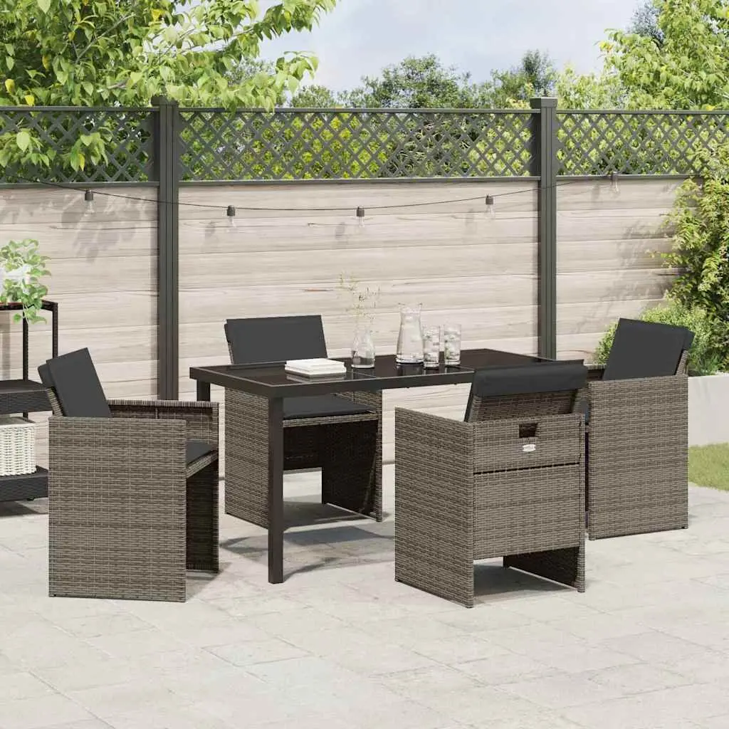 Grey 5-Piece Outdoor Dining Set with Cushions Included