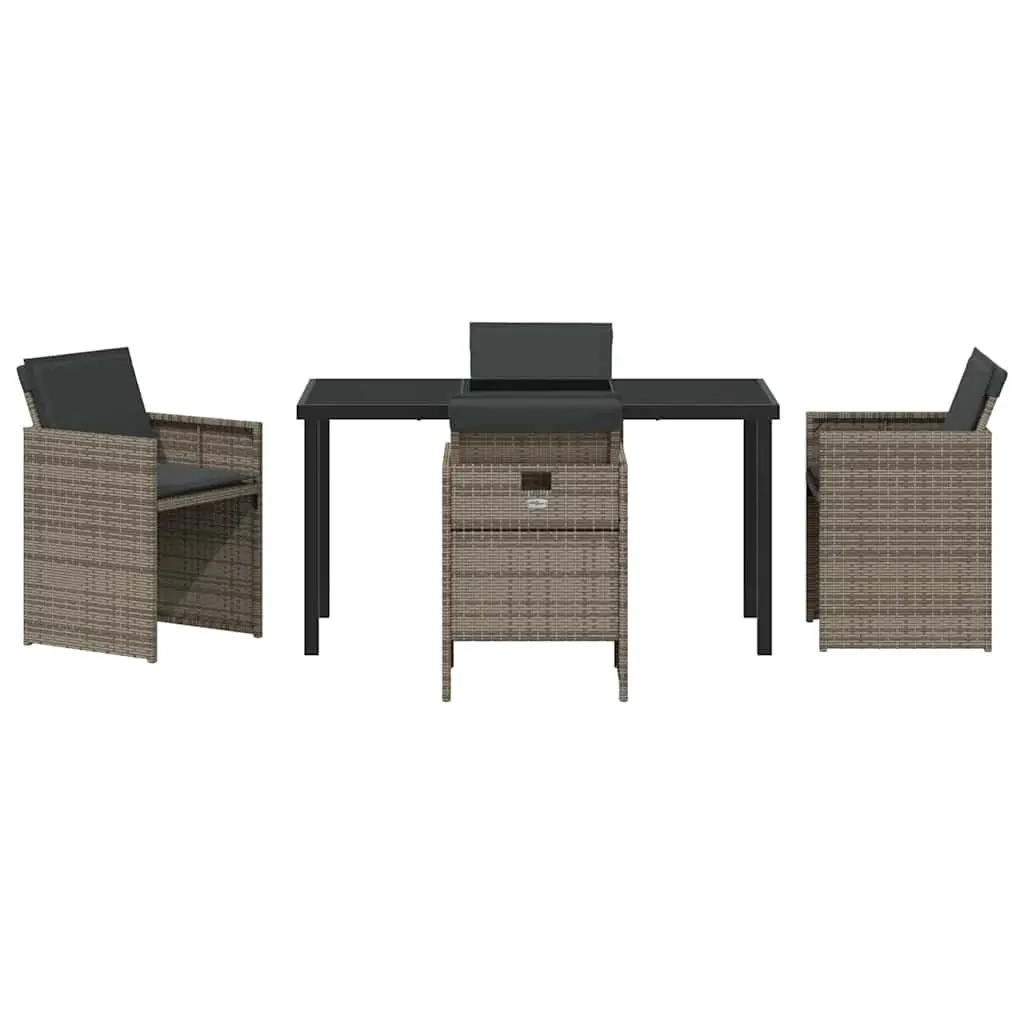 Grey 5-Piece Outdoor Dining Set with Cushions Included