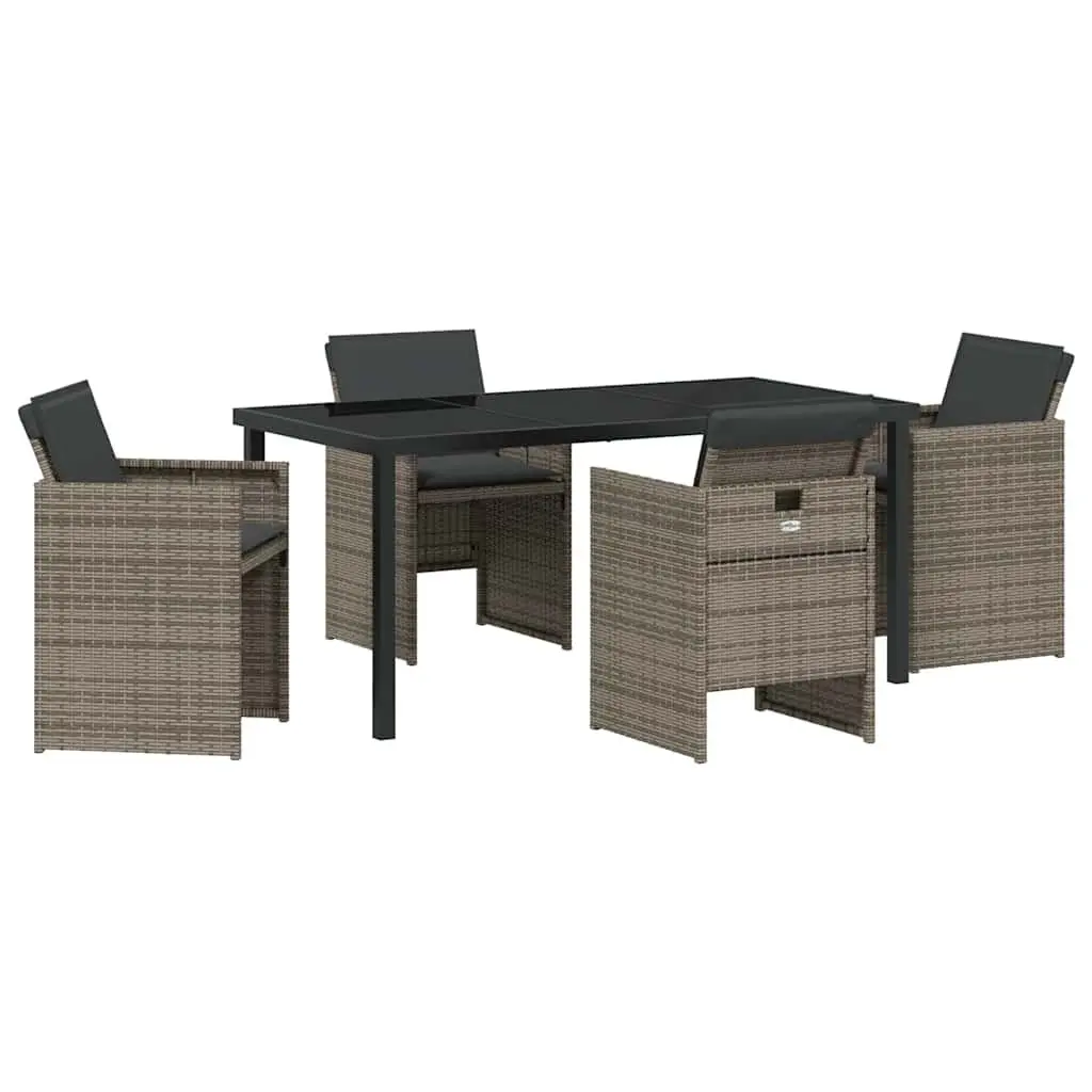 Garden Dining Set 5 Piece Outdoor Furniture Table Chairs Grey Poly Rattan Patio