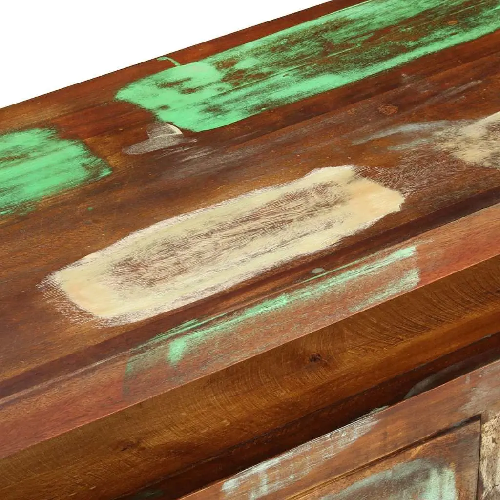 TV Cabinet Multicolour 110x30x40 cm Solid Reclaimed Wood Storage Unit with 3 Drawers and 1 Shelf