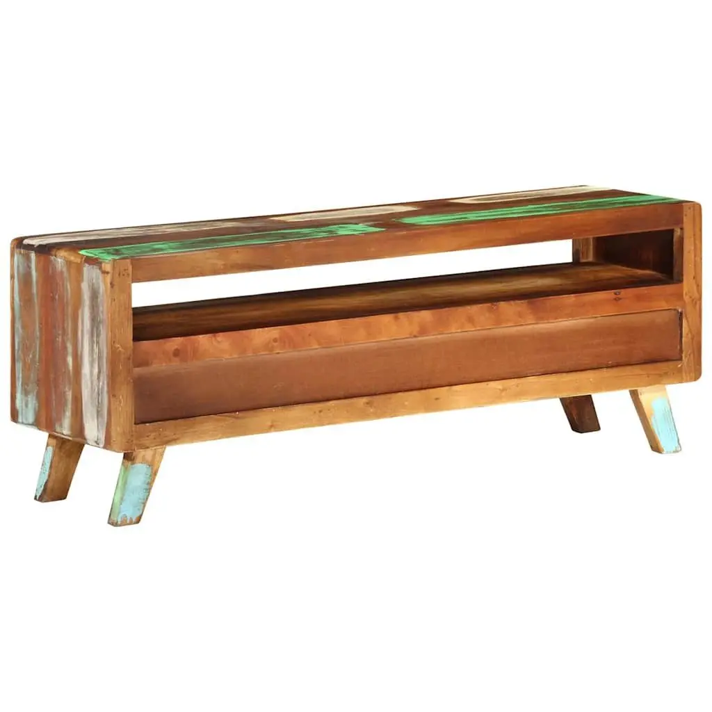 TV Cabinet Multicolour 110x30x40 cm Solid Reclaimed Wood Storage Unit with 3 Drawers and 1 Shelf