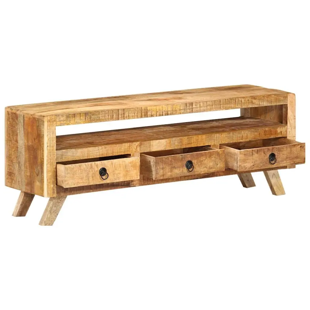 TV Cabinet Brown 110x30x40cm Solid Mango Wood 3 Drawers 1 Shelf