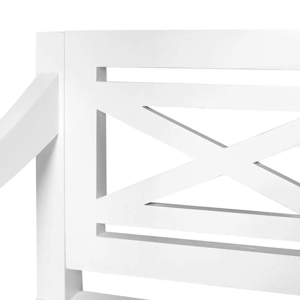 Wooden Storage Bench White 123cm Indoor Seating with Curved Armrests for Entryway and Hallway