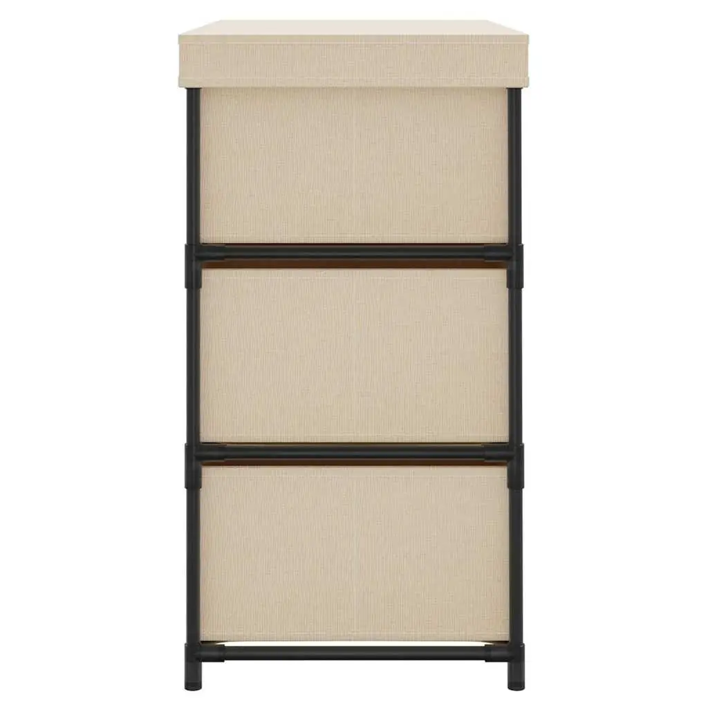 Storage Cabinet Cream 6 Drawer Organiser Steel Frame Fabric Drawers