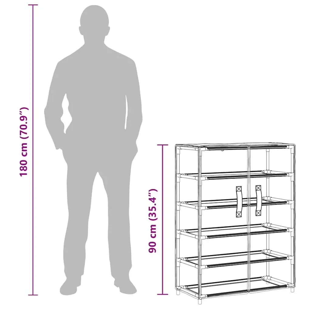 Shoe Cabinet Grey 5-Tier Fabric Storage Organiser Rack Shelves