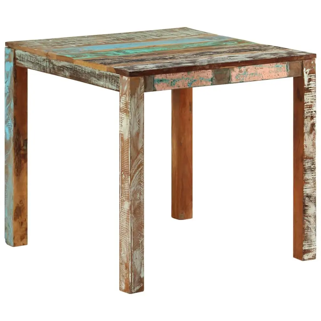 Dining Table Multicolour 82x80x76 cm Handmade Solid Reclaimed Wood Rustic Kitchen Furniture