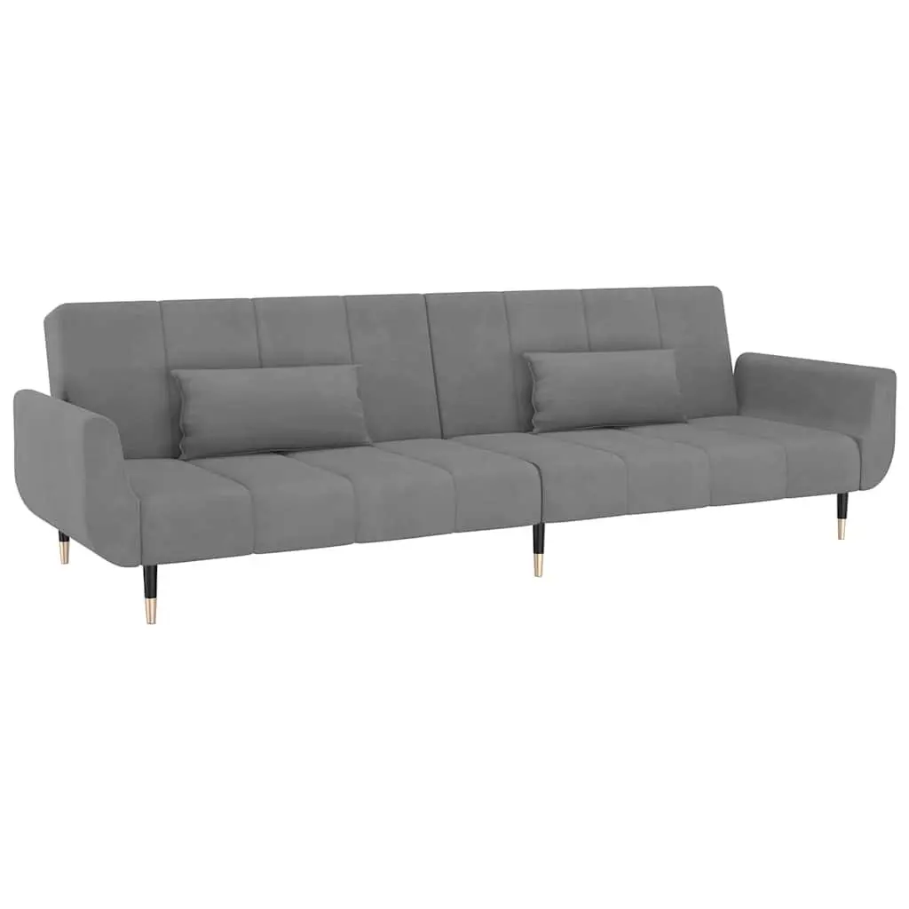 Convertible Sofa Bed Grey Adjustable Backrest 2 Seater