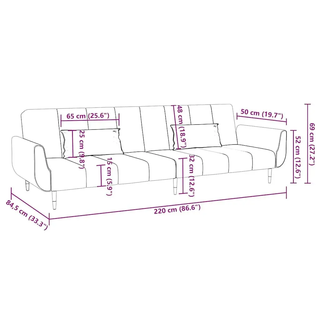 Convertible Sofa Bed Grey Adjustable Backrest 2 Seater