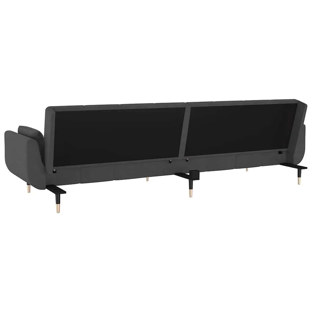 2-Seater Sofa Bed Grey Velvet Convertible Adjustable Lounger with Pillows