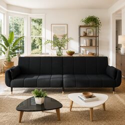 Black 2-Seater Sofa Bed for Easy Living