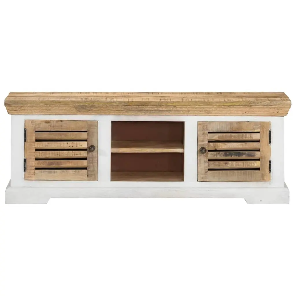 TV Cabinet Brown 110x30x40 cm Solid Mango Wood Handmade Storage Sideboard