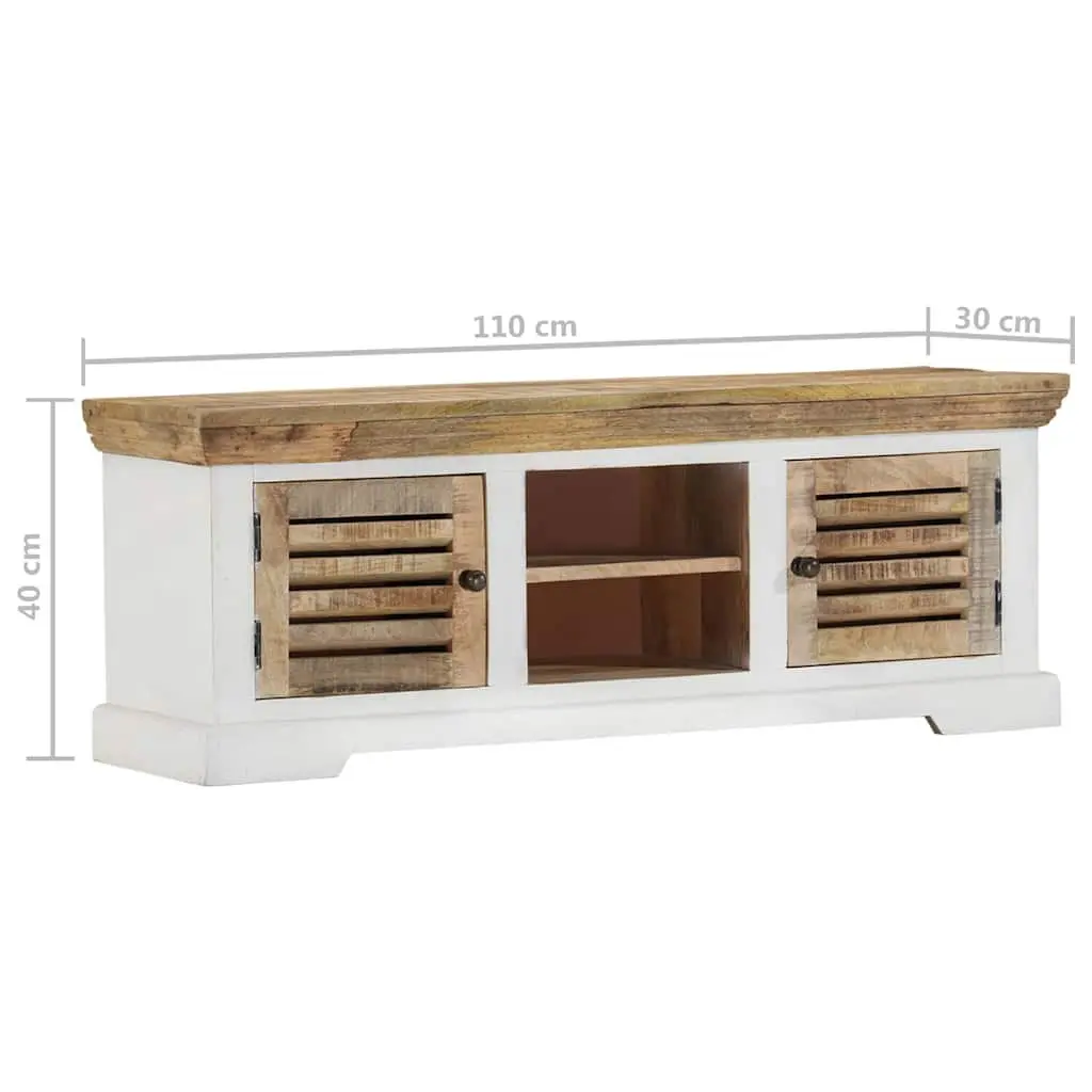 TV Cabinet Brown 110x30x40 cm Solid Mango Wood Handmade Storage Sideboard