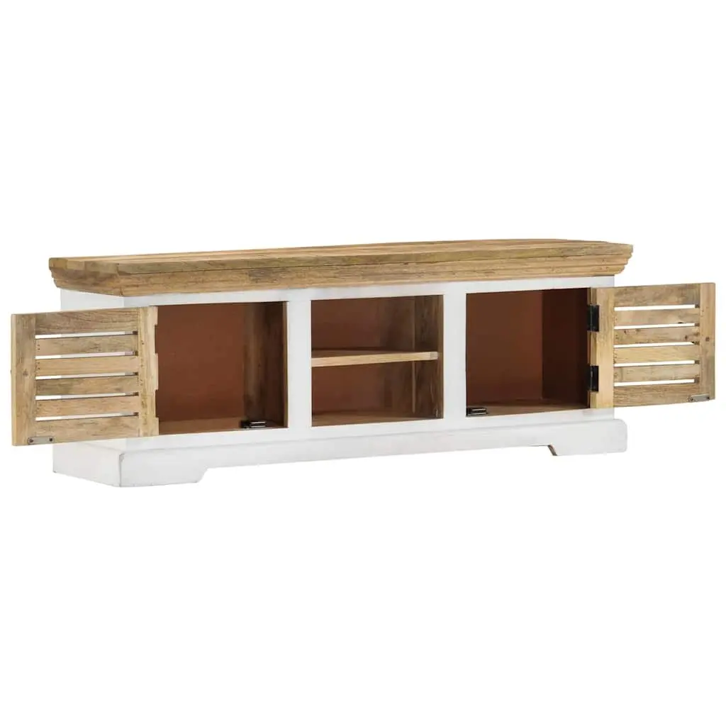 TV Cabinet Brown 110x30x40 cm Solid Mango Wood Handmade Storage Sideboard