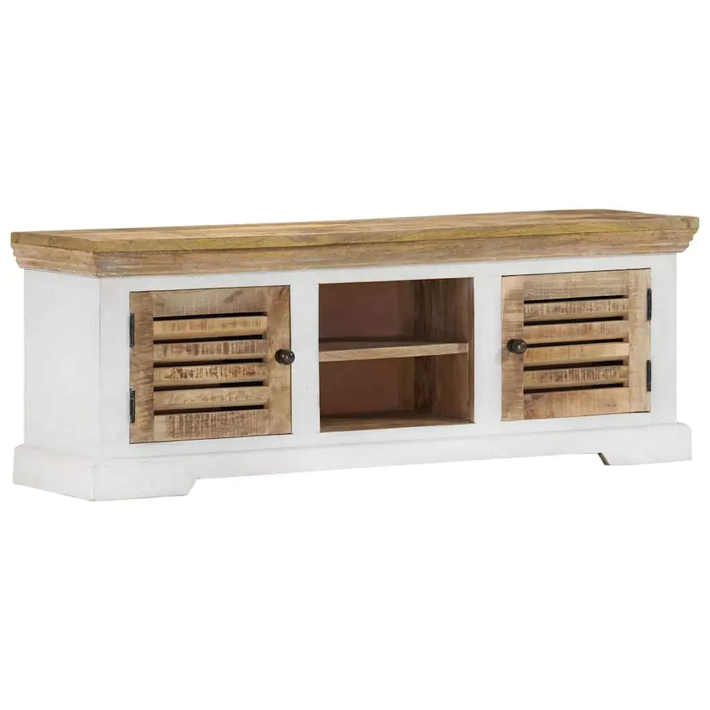 TV Cabinet Brown 110x30x40 cm Solid Mango Wood Handmade Storage Sideboard
