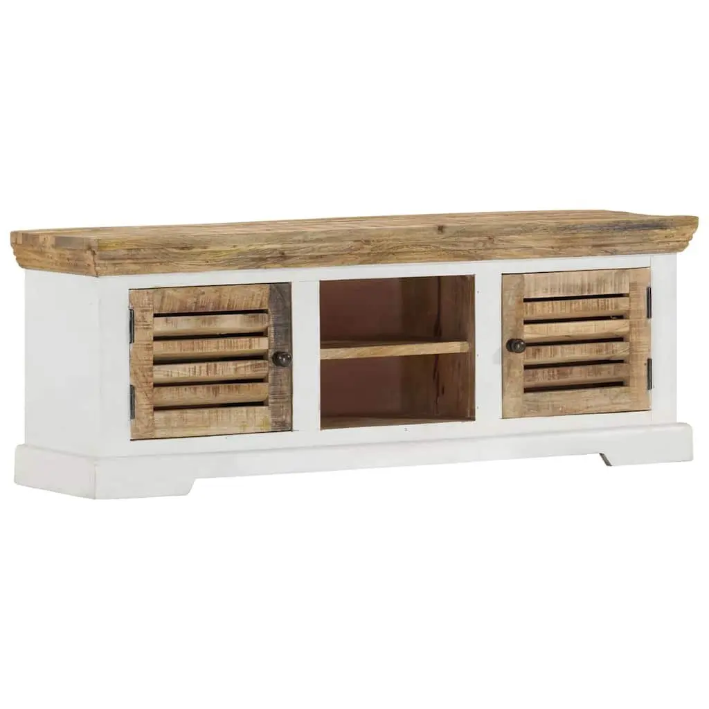 TV Cabinet Brown 110x30x40 cm Solid Mango Wood Handmade Storage Sideboard