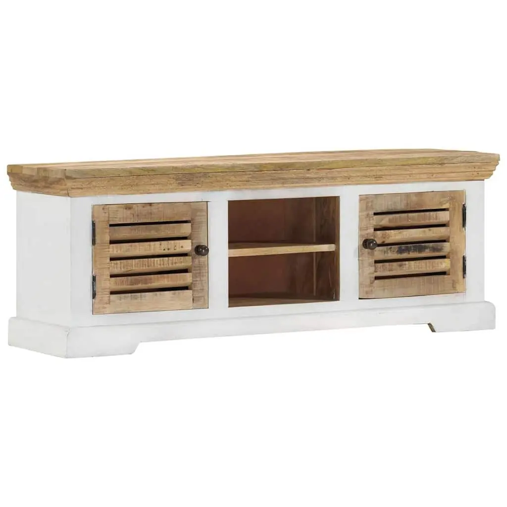 TV Cabinet Brown 110x30x40 cm Solid Mango Wood Handmade Storage Sideboard