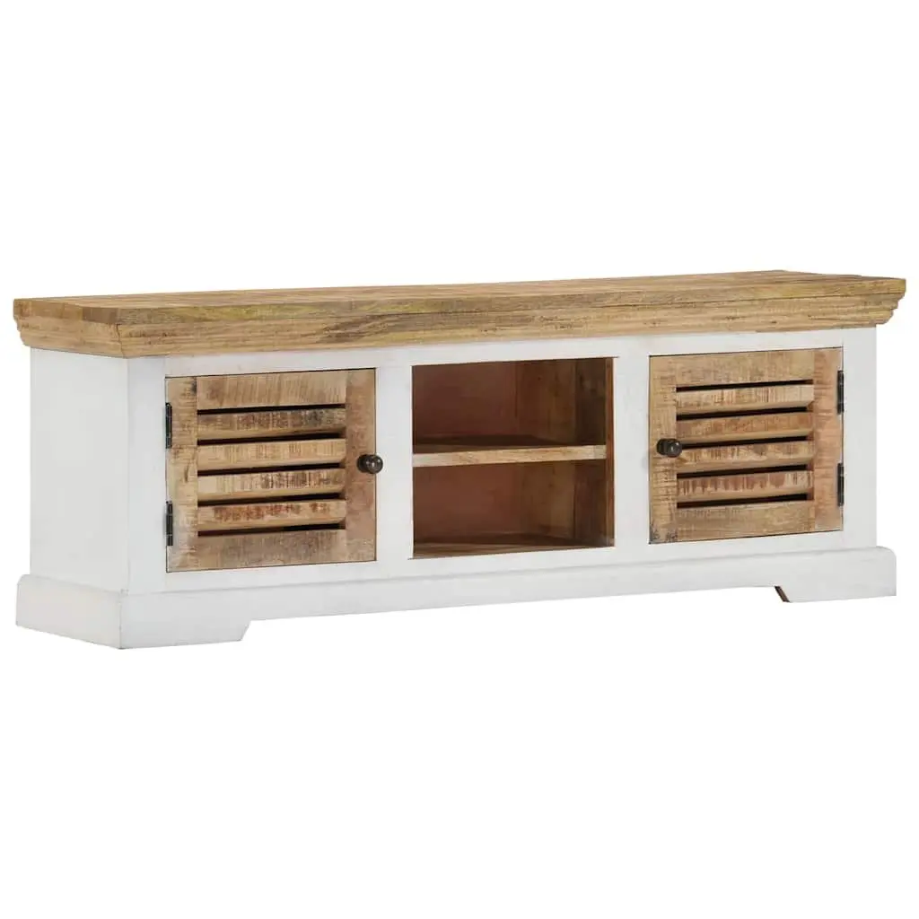 TV Cabinet Brown 110x30x40 cm Solid Mango Wood Handmade Storage Sideboard