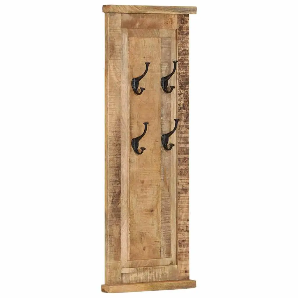 Coat Racks Brown 2 Pieces Solid Wood Wall-Mounted Retro Hooks
