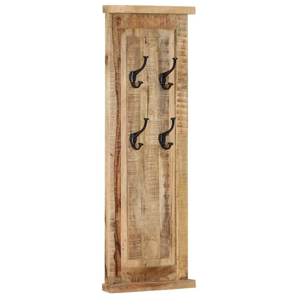 Coat Racks Brown 2 Pieces Solid Wood Wall-Mounted Retro Hooks