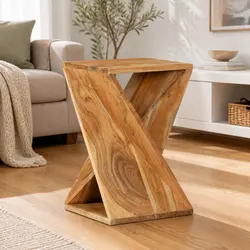 Compact Solid Wood Acacia Side Table 35x35x55 cm