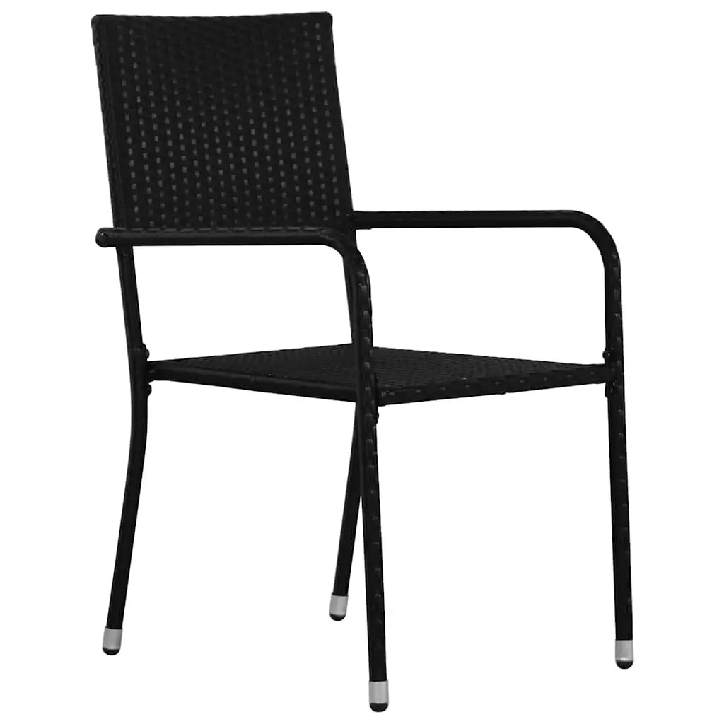 Garden Dining Set 5 Pieces Outdoor Furniture Black Poly Rattan with Cushion