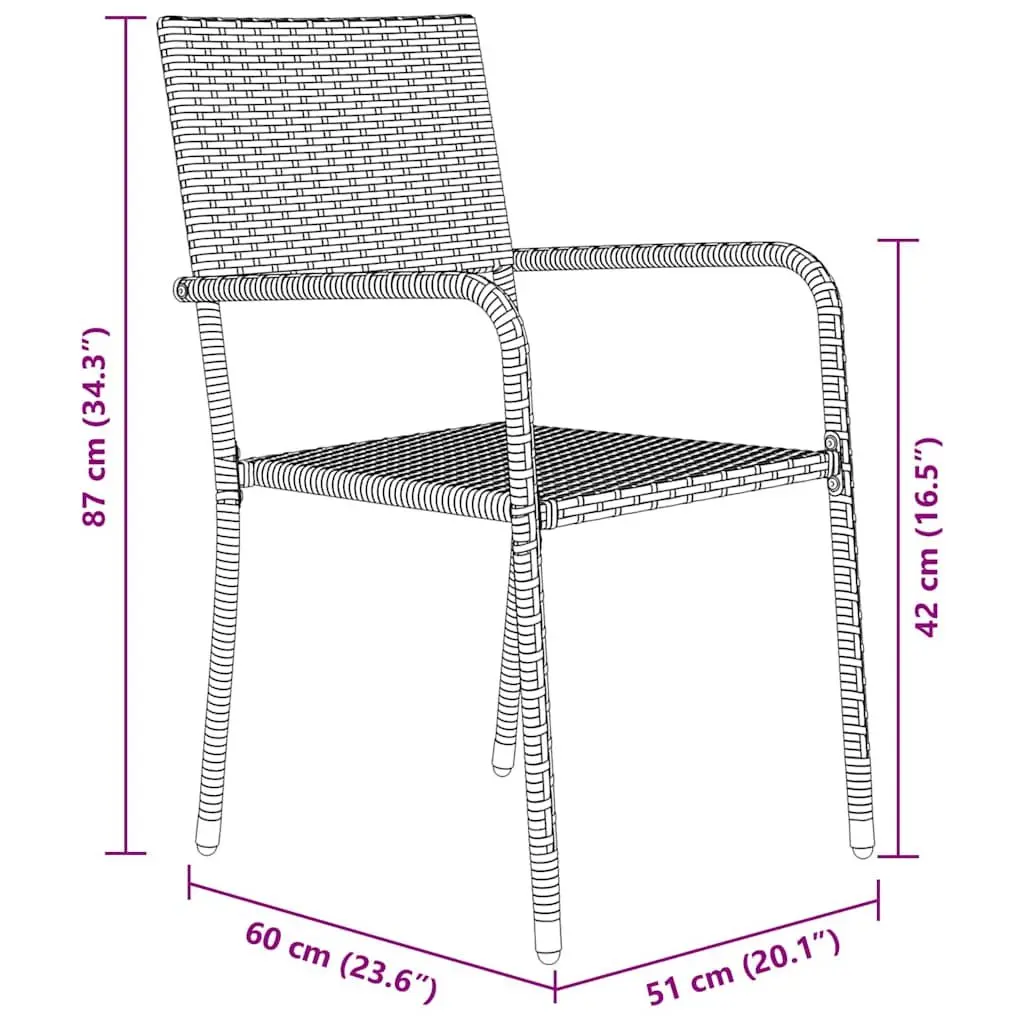 Garden Dining Set 5 Pieces Outdoor Furniture Black Poly Rattan with Cushion