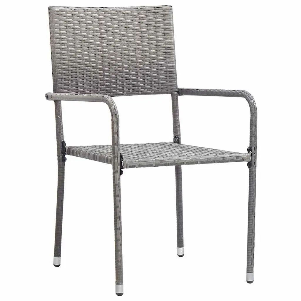 Garden Dining Set 5 Piece Outdoor Furniture Grey Poly Rattan with Cushion