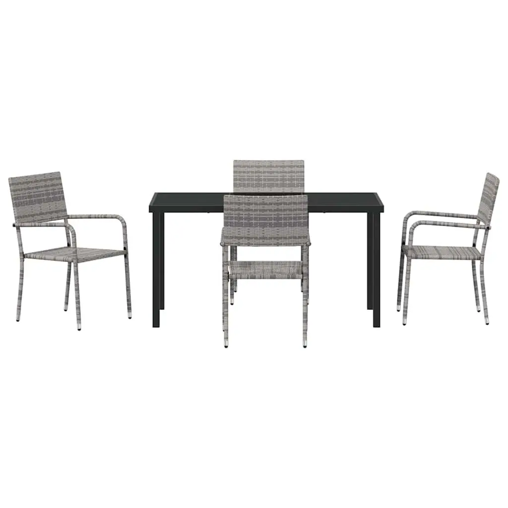 Garden Dining Set 5 Piece Outdoor Furniture Grey Poly Rattan Table Chairs