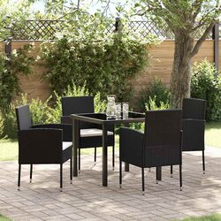 Concise 5-Piece Garden Dining Set with Glass Top