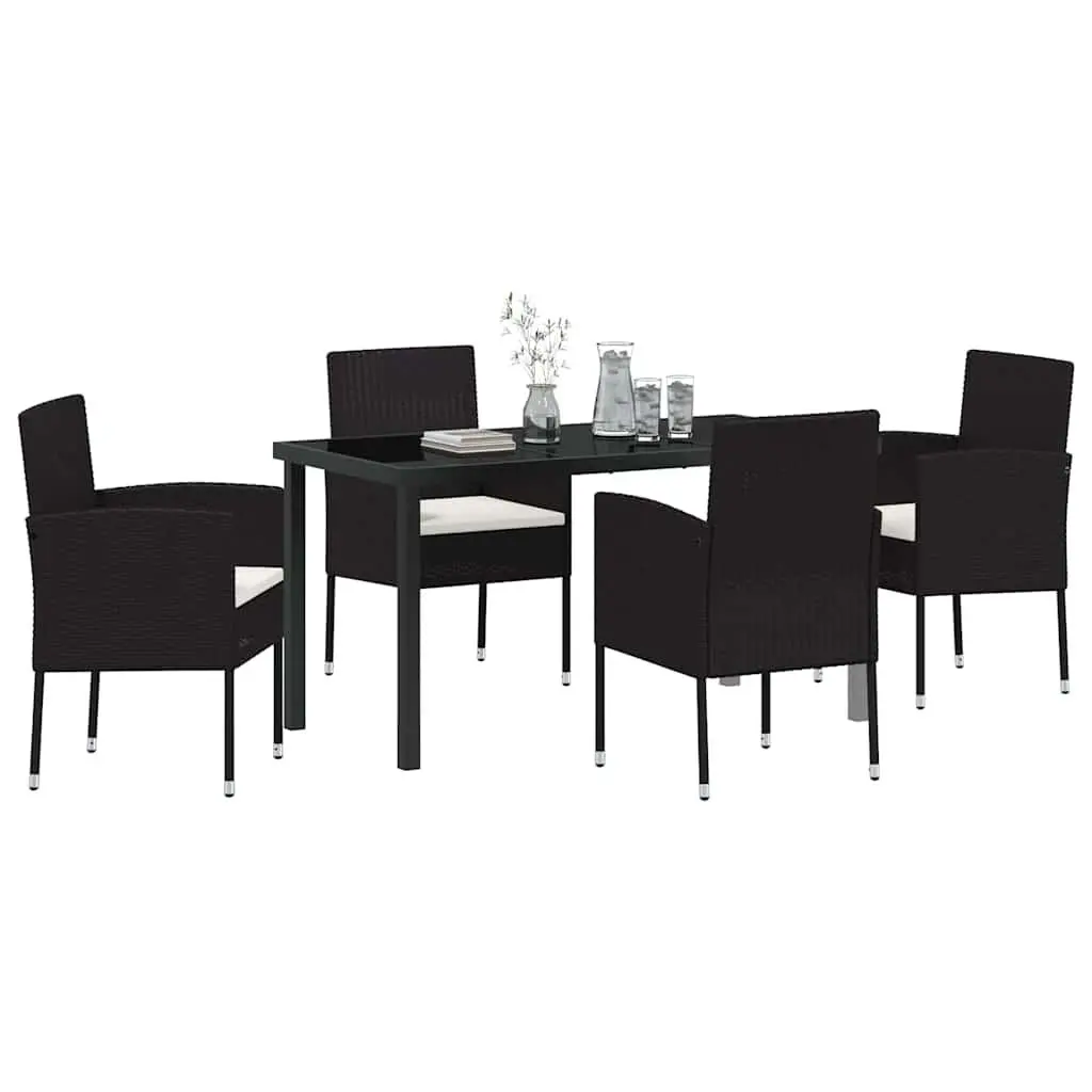 Garden Dining Set 5 Piece Outdoor Furniture Poly Rattan Glass Top Patio Seating