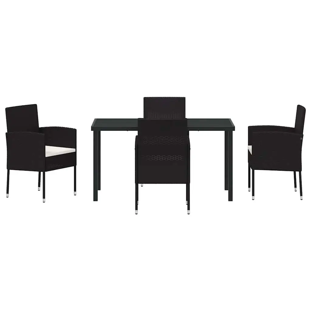 Garden Dining Set 5 Piece Outdoor Furniture Poly Rattan Glass Top Patio Seating