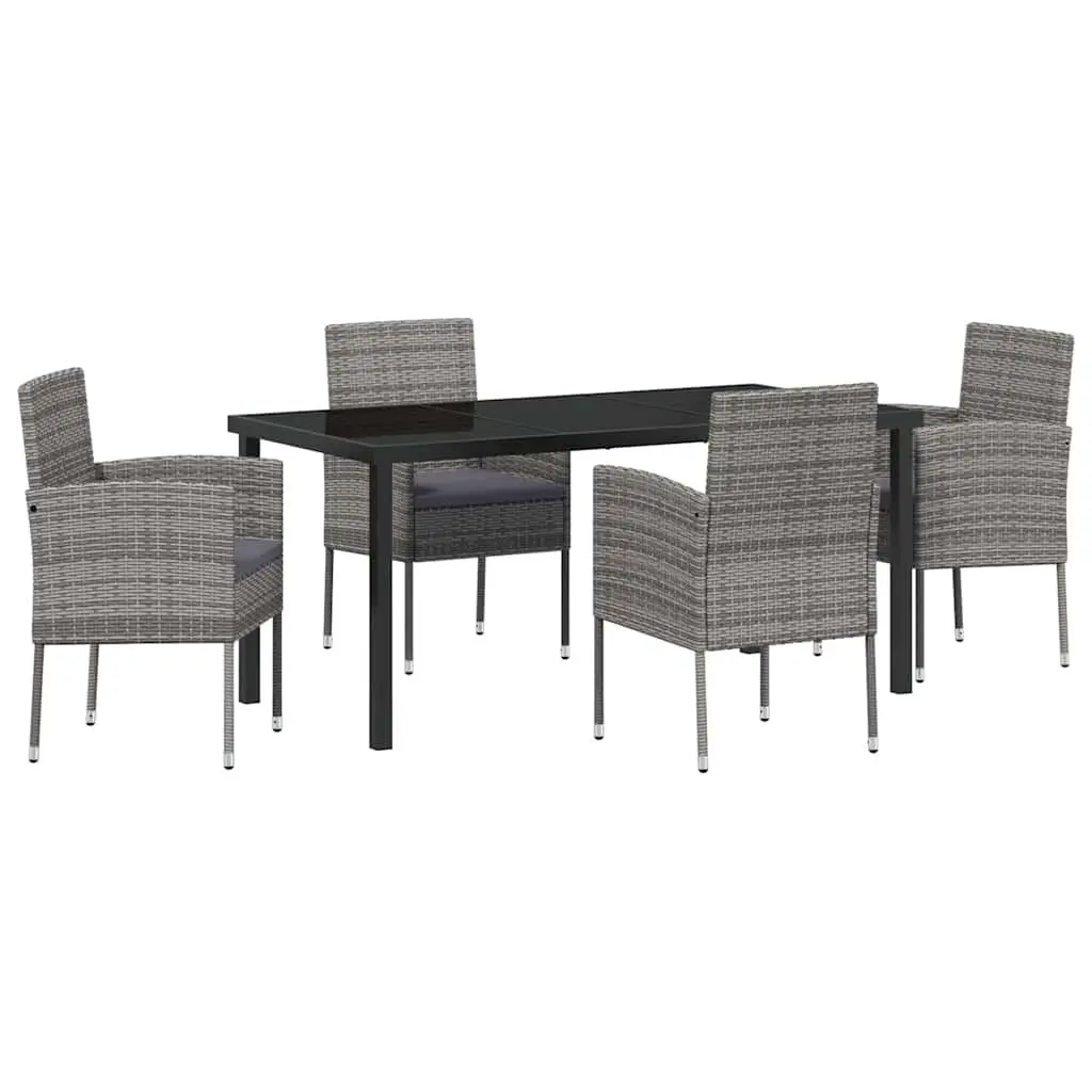 Garden Dining Set 5 Piece Outdoor Furniture Table Chairs Cushion Grey Patio
