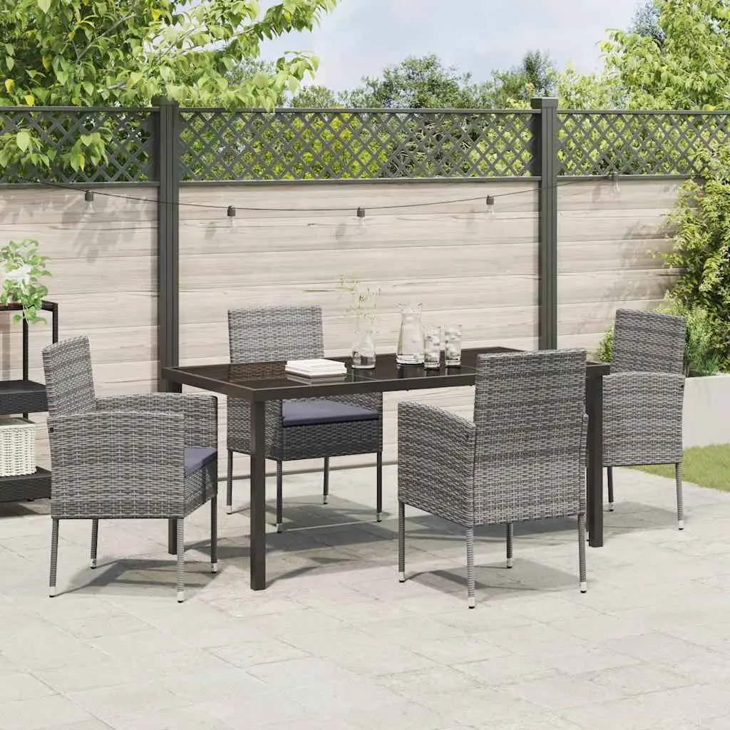 Garden Dining Set 5 Piece Outdoor Furniture Table Chairs Cushion Grey Patio