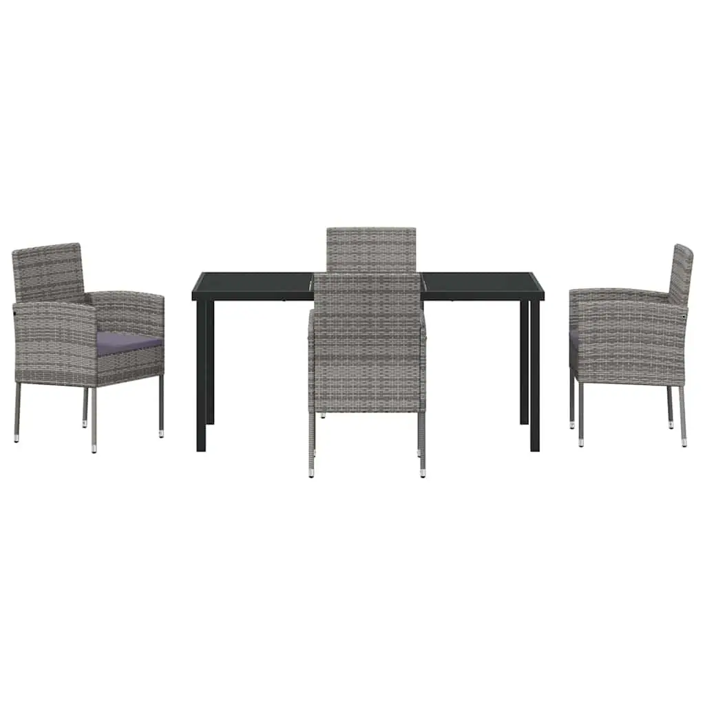 Garden Dining Set 5 Piece Outdoor Furniture Table Chairs Cushion Grey Patio