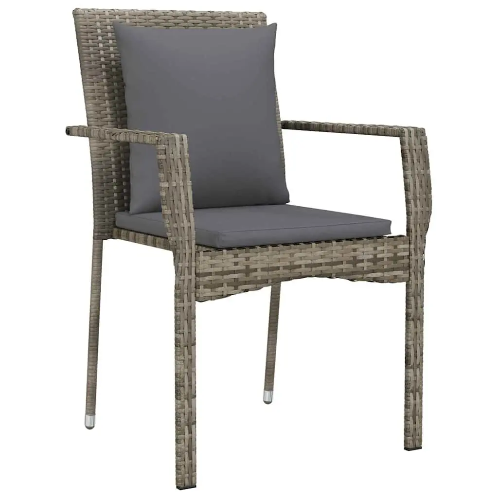 Outdoor Dining Set Grey 5 Pieces Poly Rattan Tempered Glass Table Chairs