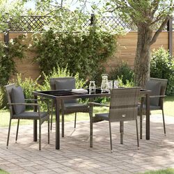 Concise 5 Piece Grey Outdoor Dining Set with Glass Top
