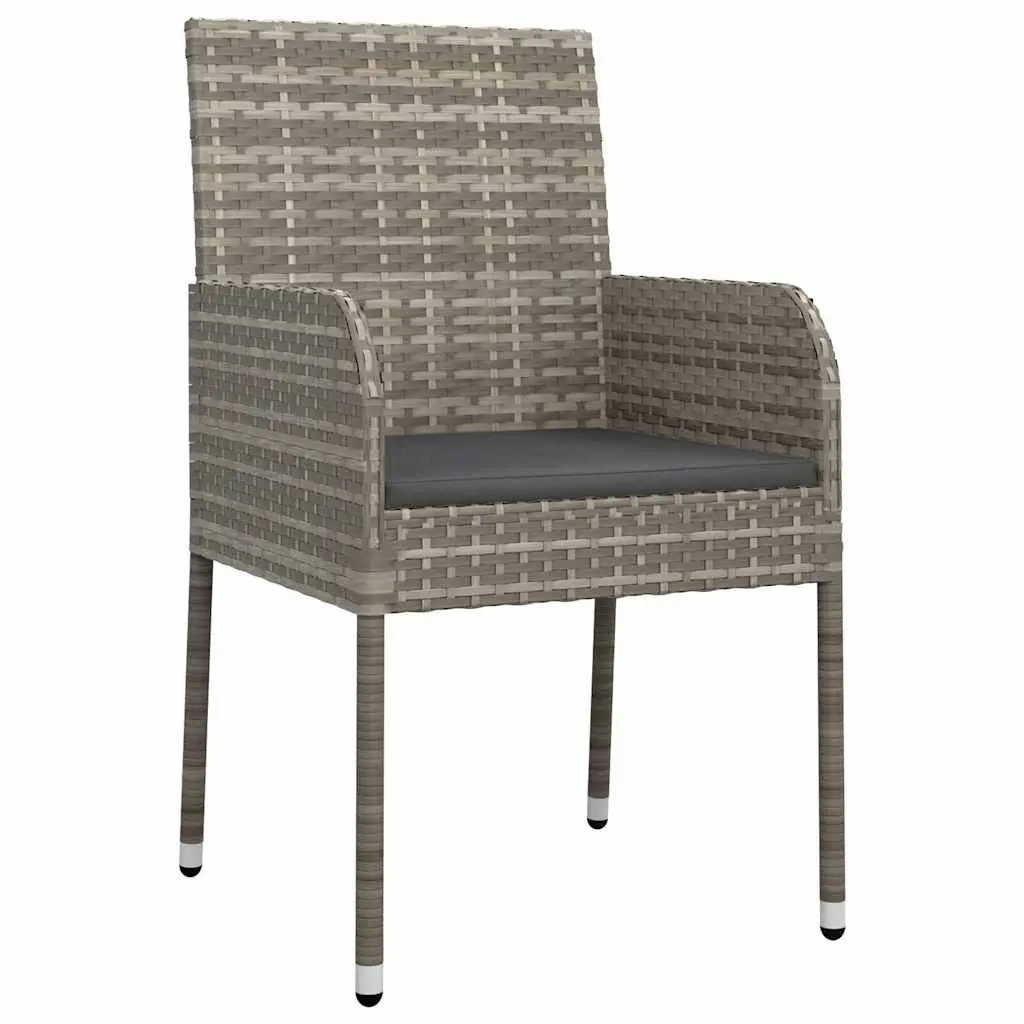 Garden Dining Set Grey 5 Piece Poly Rattan Tempered Glass