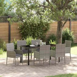 Concise 7-Piece Grey Dining Set for Outdoor Enjoyment