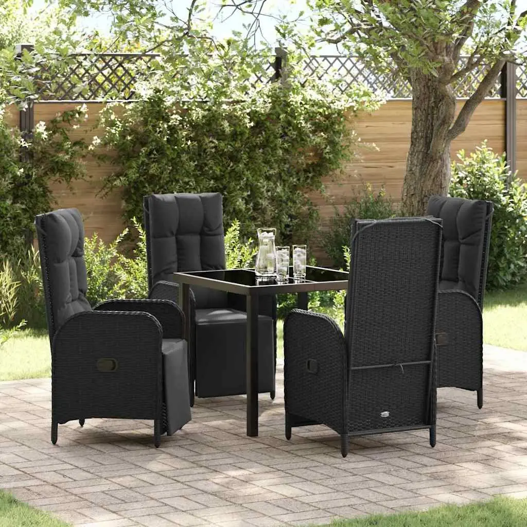 Black Garden Dining Set with Cushions