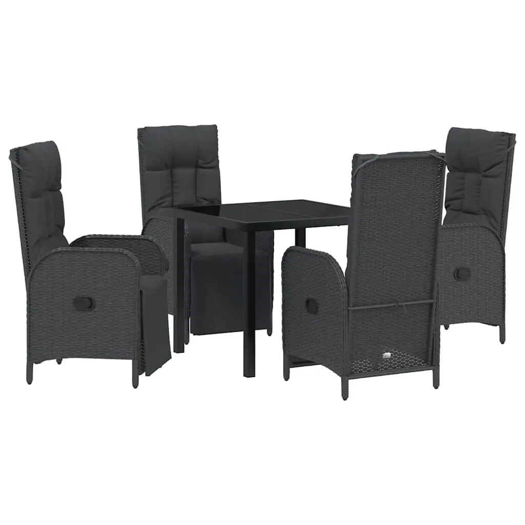 Black Garden Dining Set with Cushions