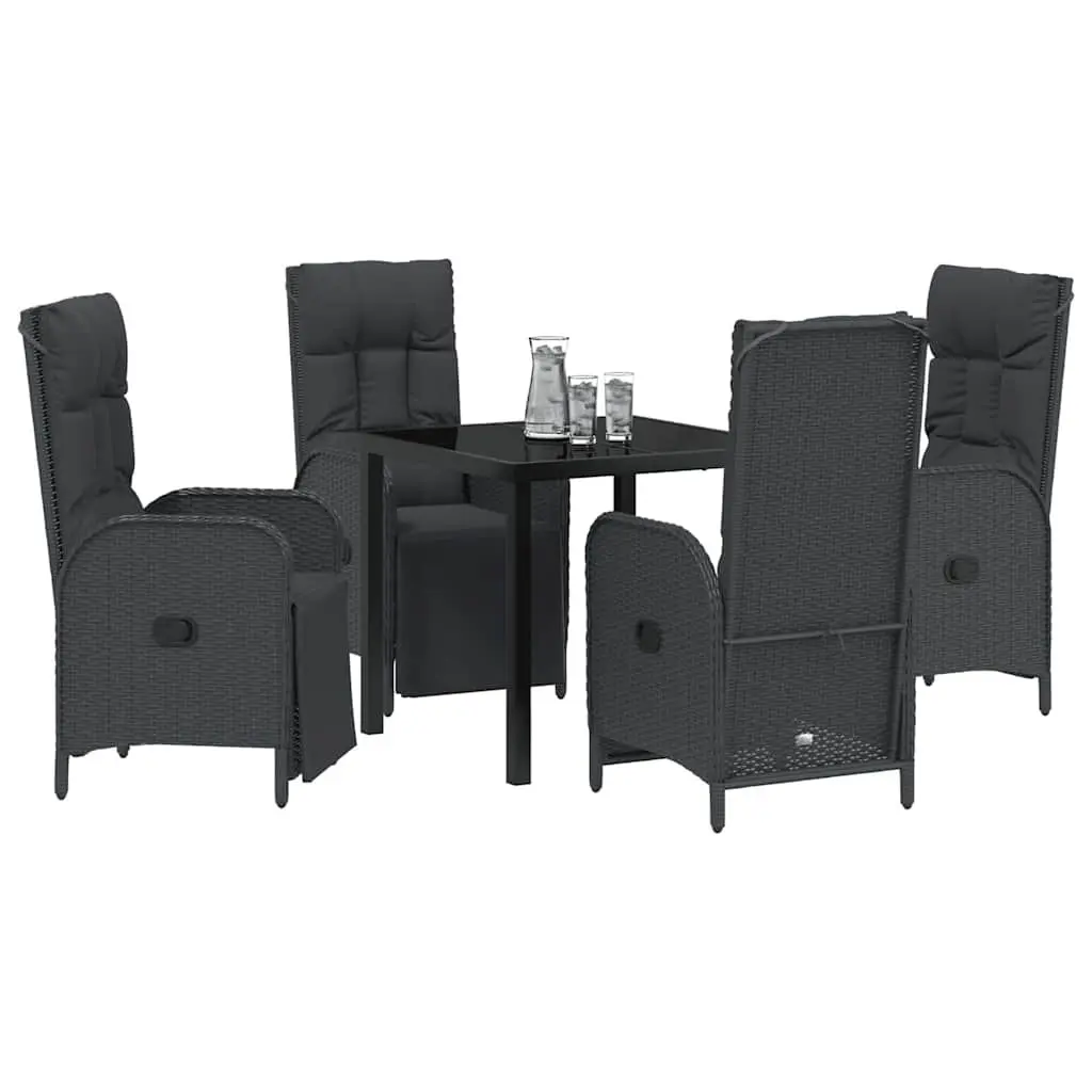 Black Garden Dining Set with Cushions