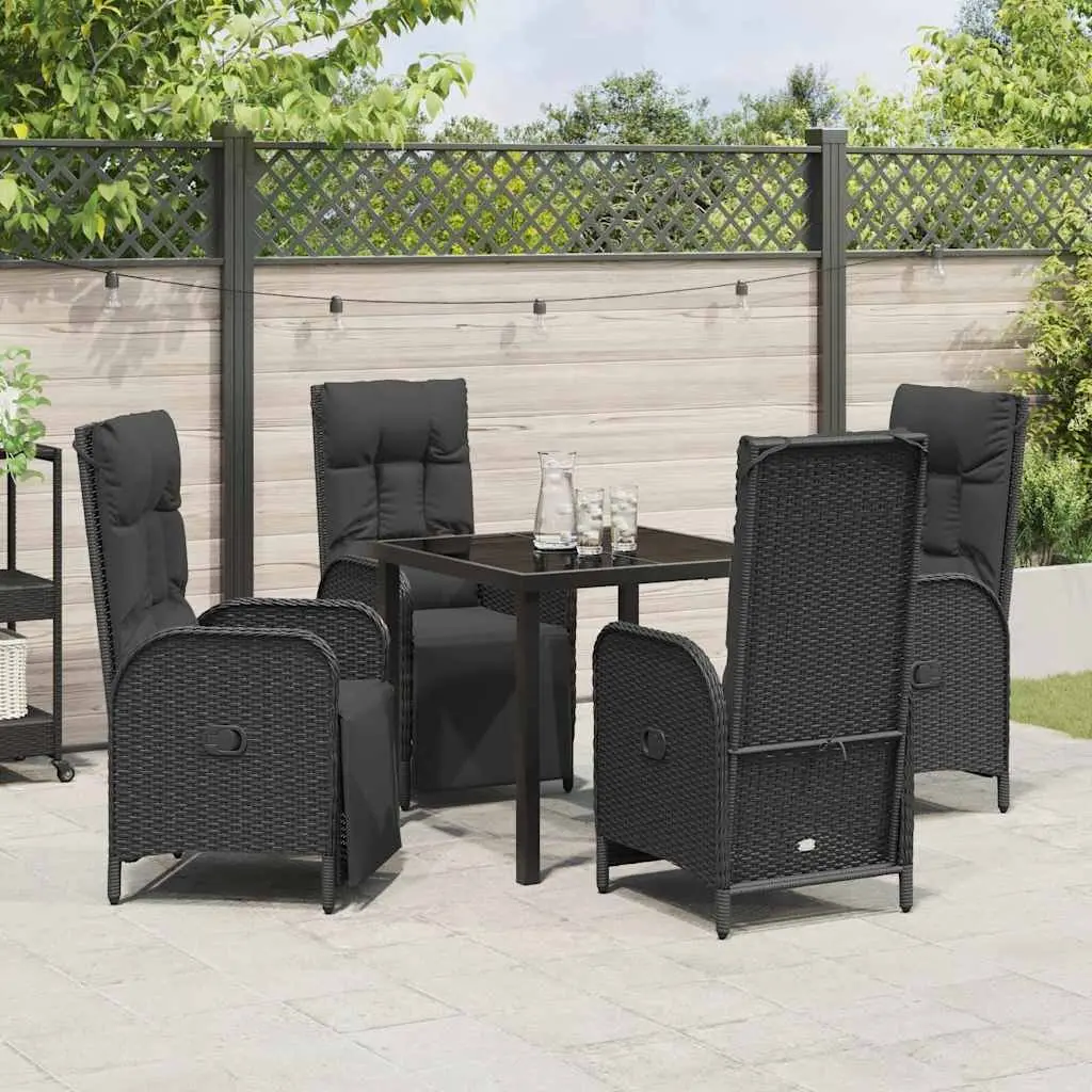 Black Garden Dining Set with Cushions
