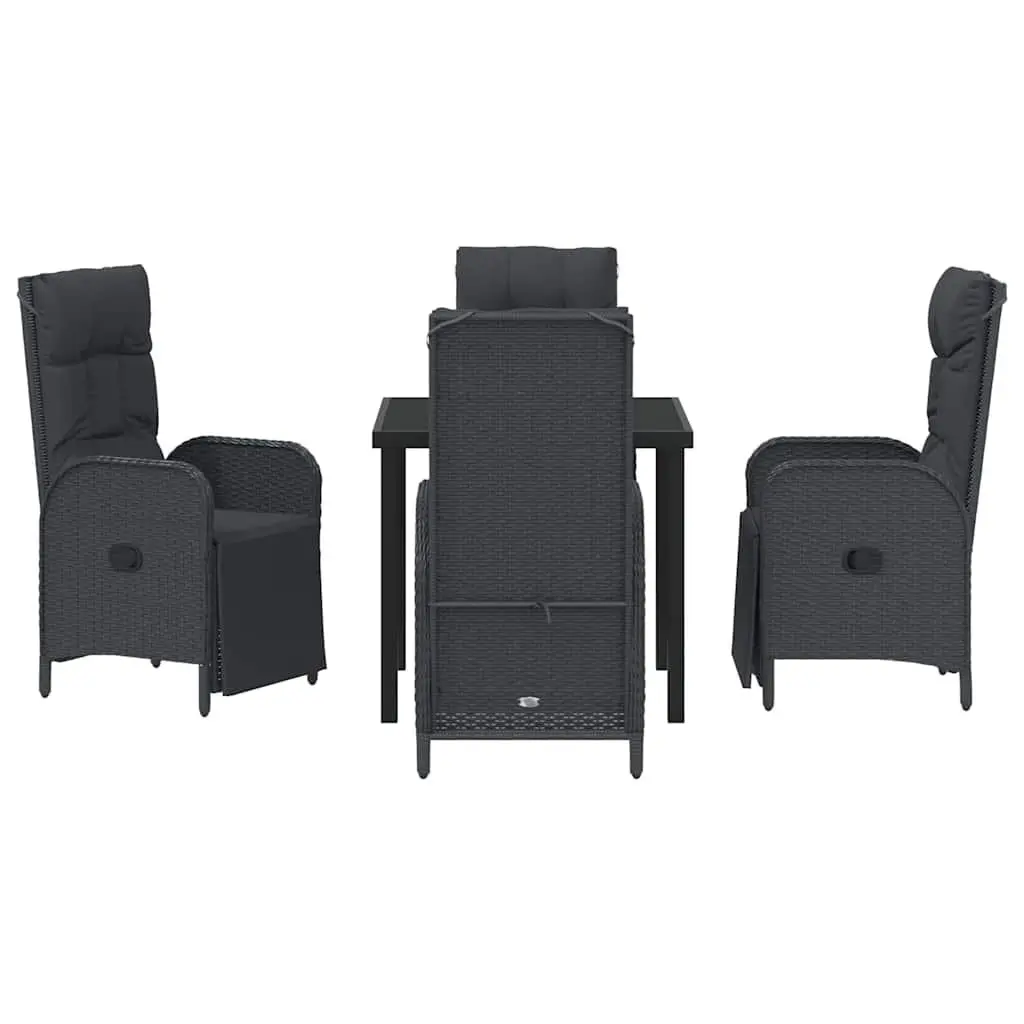 Black Garden Dining Set with Cushions