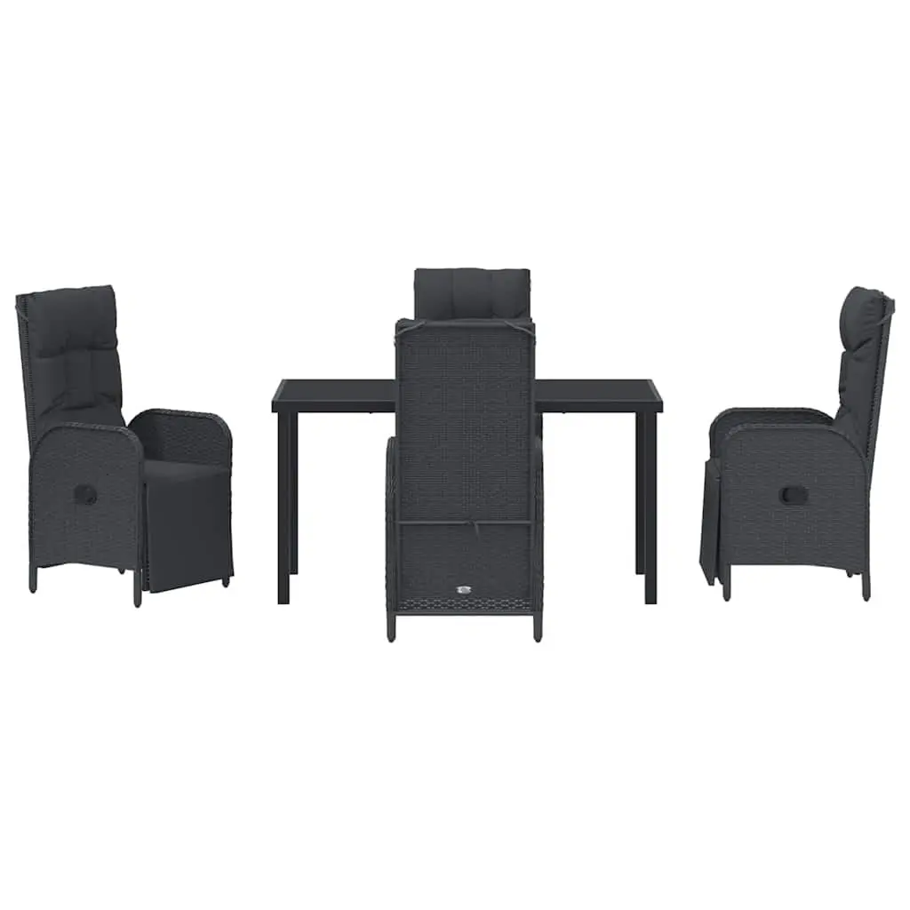 Garden Dining Set Black 5 Piece Outdoor Furniture Patio Table Chairs with Cushions