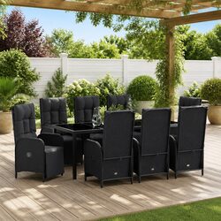 Garden Dining Set 9 Piece Outdoor Furniture Patio Table Chairs with Cushions