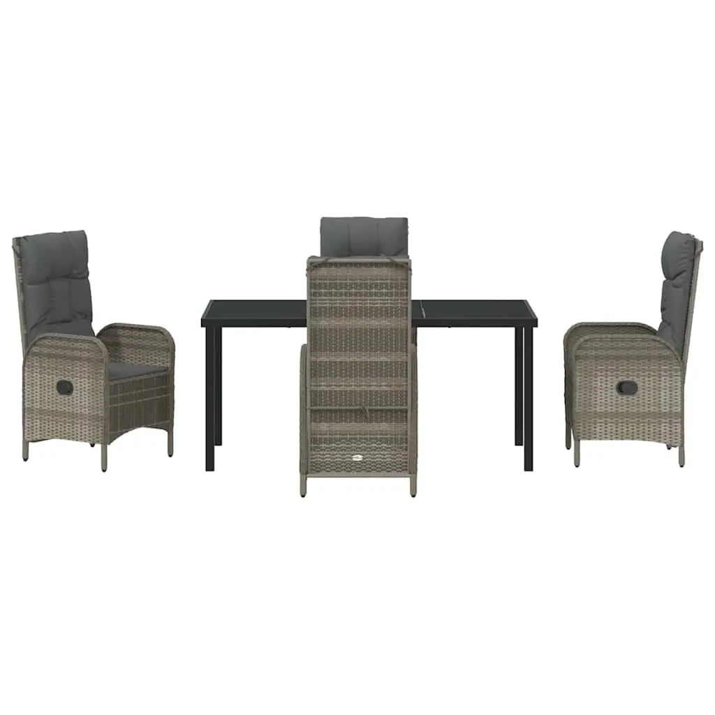 Garden Dining Set Grey 5 Piece Outdoor Furniture with Cushions Poly Rattan