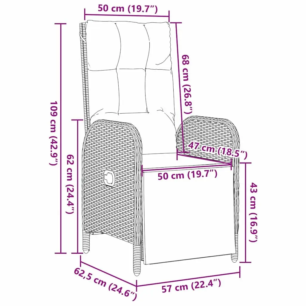 Garden Dining Set Grey 7 Piece Poly Rattan Outdoor Furniture with Cushions