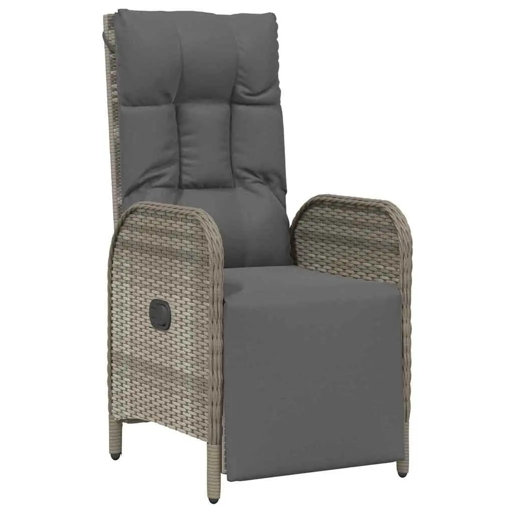 Garden Dining Set Grey 7 Piece Poly Rattan Outdoor Furniture with Cushions