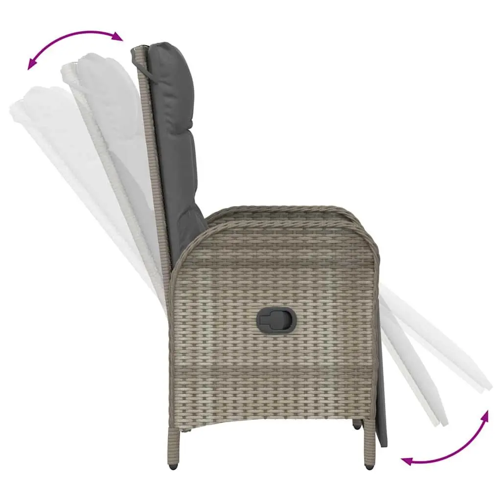 Garden Dining Set Grey 7 Piece Poly Rattan Outdoor Furniture with Cushions
